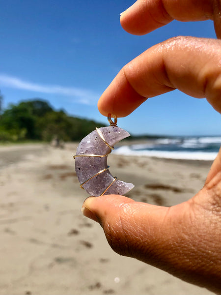 Lavender amethyst pendant with chain