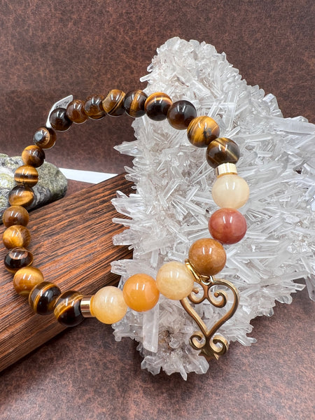 Sankofa tiger eye and yellow jade
