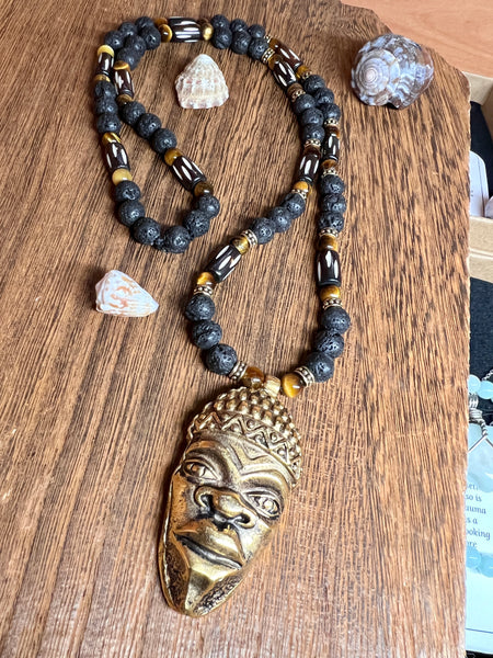 African ancestor mask necklace