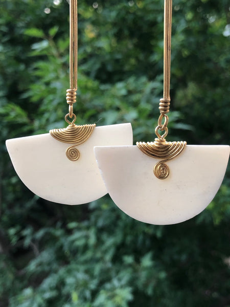 Long African bone earrings