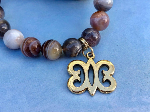 Botswana Agate & Hye won Hye Adrinka Charm