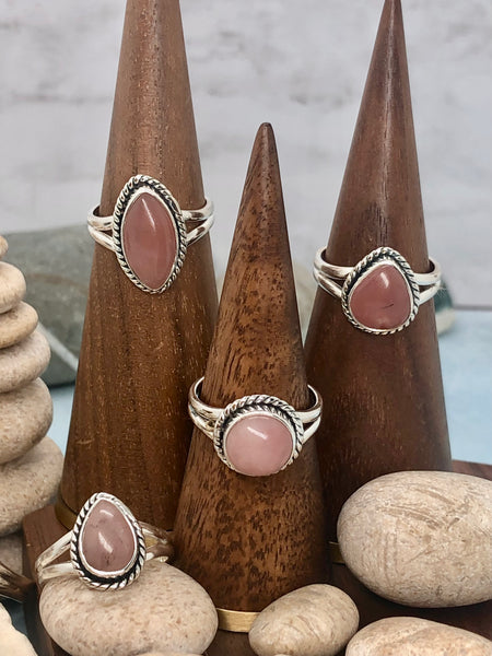 Rose quartz sterling silver 925 ring