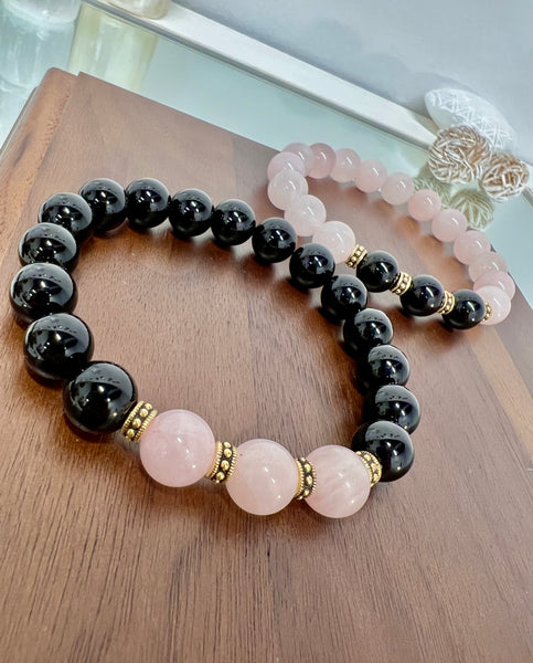 Rose Quartz & Black onyx couple set