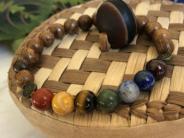 Chakra wooden Bracelet 8mm