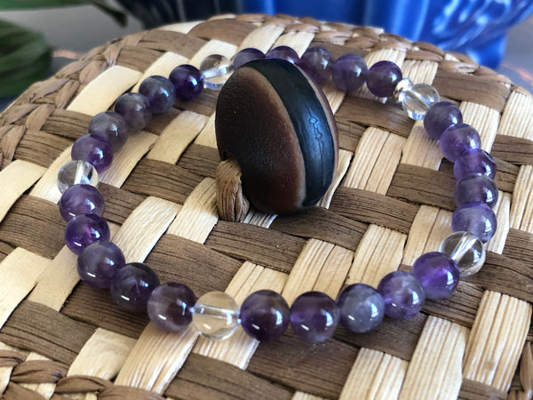 Amethyst & Clear Quartz 6mm bracelet