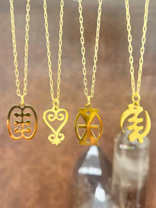 Gold Adinkra symbol necklace mi
