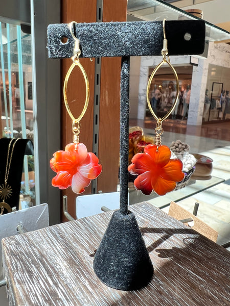 Carnelian flower earrings