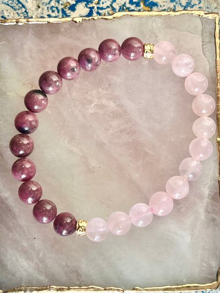 Rose quartz & lepidolite bracelet
