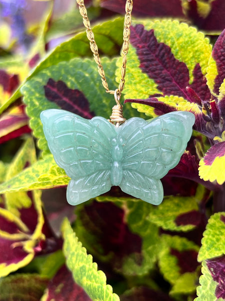 Large butterfly gemstone necklace