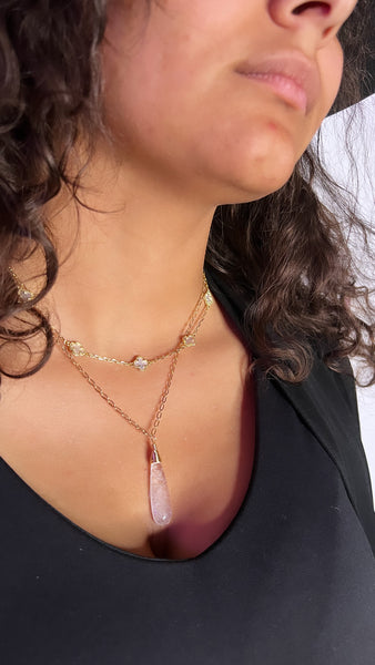 Clear quartz tear drop necklace