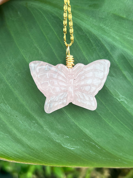 Large butterfly gemstone necklace