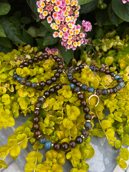 Iron opal & mosaic agate bracelet