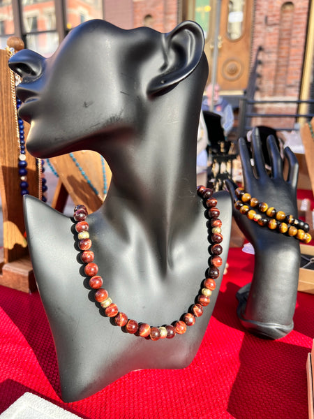 10mm red tiger eye necklace