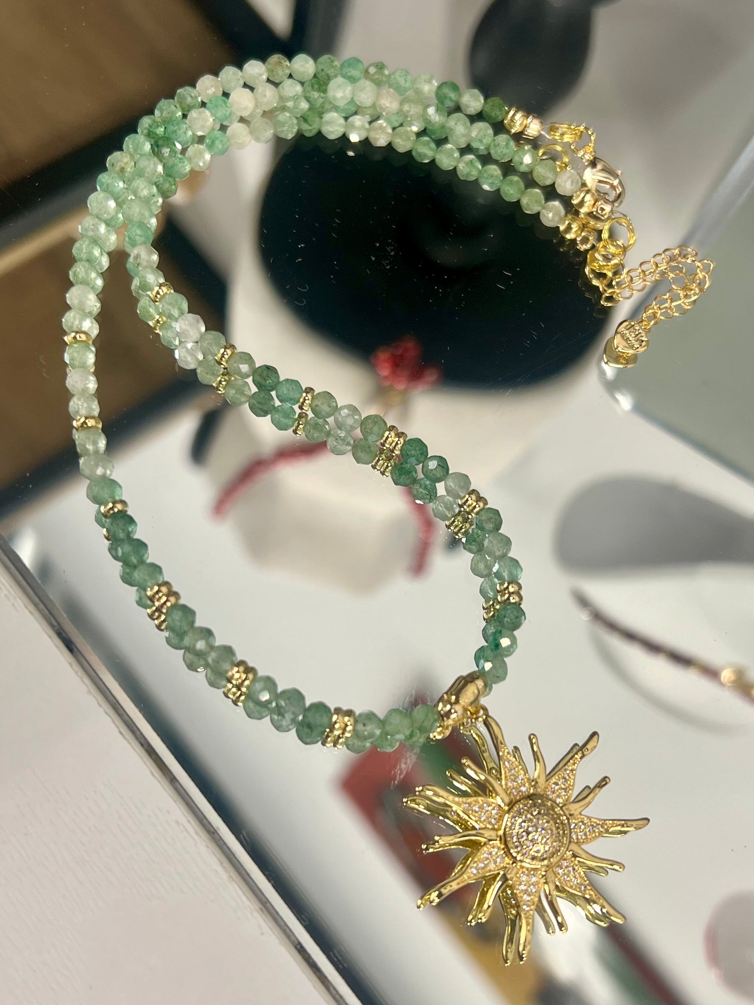 Natural Lepidocrocite Green Gemstone chocker necklace