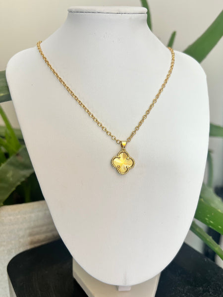 Golden clover leaf necklace