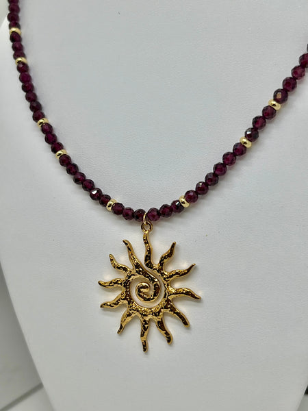 Spiral sun pendant necklace