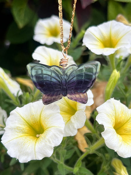 Large butterfly gemstone necklace