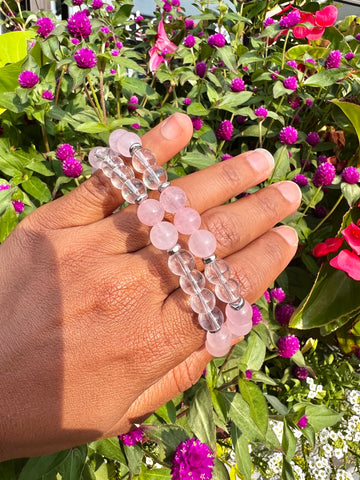 Rose quartz & clear quartz bracelet