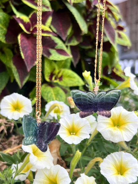 Large butterfly gemstone necklace