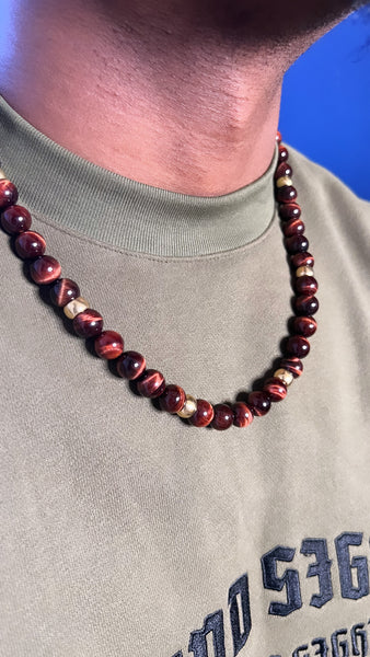 10mm red tiger eye necklace