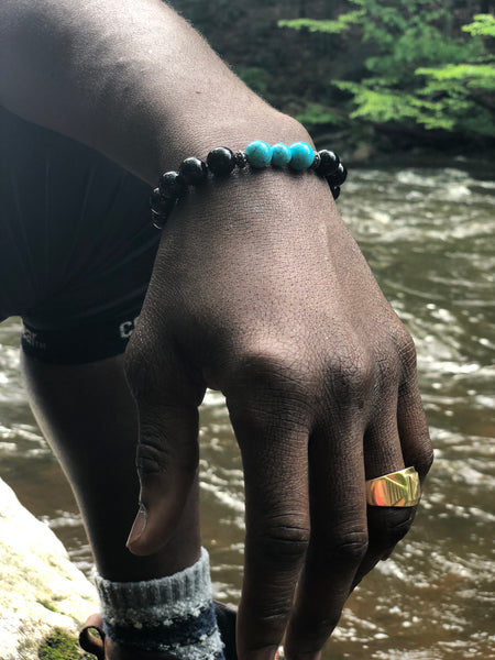 Black Onyx and Turquoise 8mm Bracelet