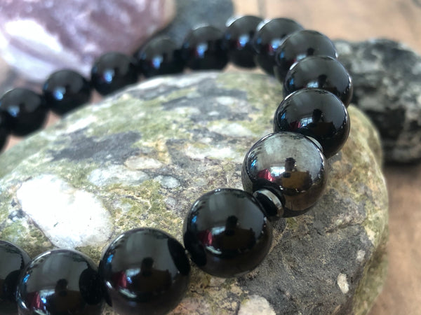 Black Onyx & Mookaite or Hematite 10mm