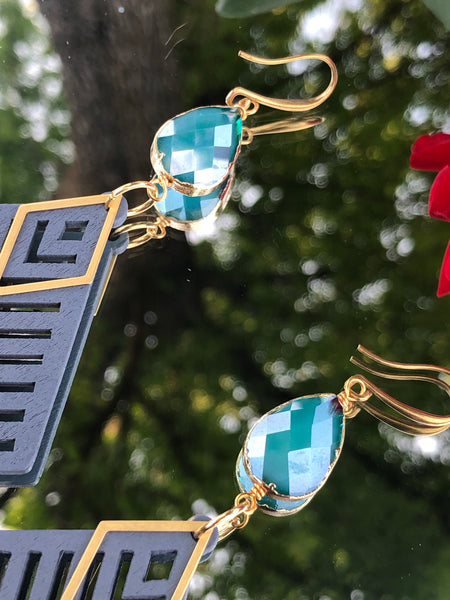 Glass and wooden earrings