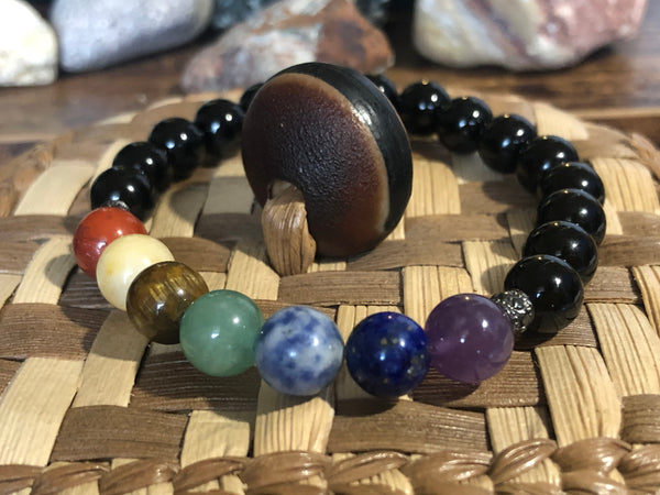 Chakra energy healing bracelet With Black Onyx