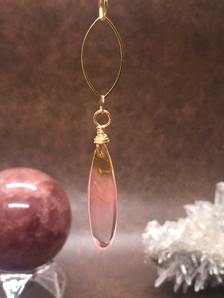 Strawberry quartz tear drop necklace