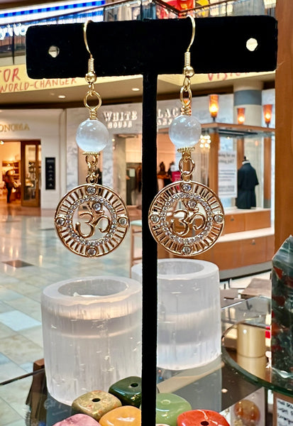 Hindu Om earrings with crystals