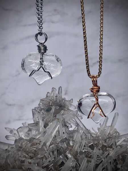 Heart shaped clear Quartz necklace