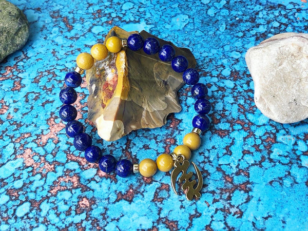 Lapis Lazuli, yellow Mookaite & Gye Nyame