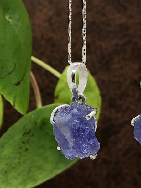 Raw Tanzanite sterling silver 925 necklace