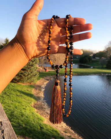 Tiger eye & black onyx 108 mala