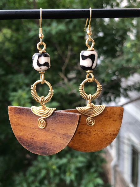 African bone earrings