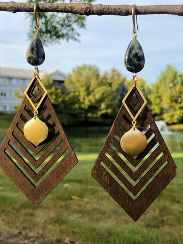 Ocean Jasper wooden earrings or necklace