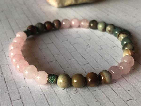 Rose Quartz & Polychrome Jasper 6mm