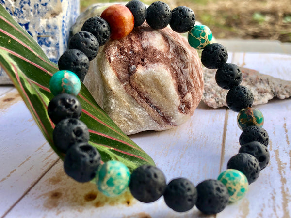 Lava beads & imperial Jasper