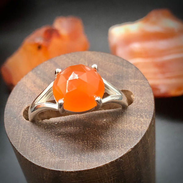 Faceted Carnelian Sterling silver 925 ring