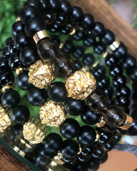 Onyx and Smokey quartz men bracelets