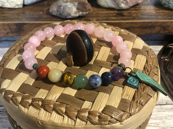 Chakra energy healing bracelet With Rose Quartz