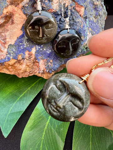 Full moon face necklace