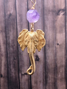 Raw brass elephant necklace