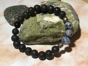 Lava beads and blue Jasper