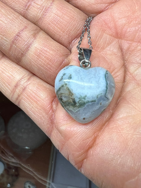 Moss agate hearts