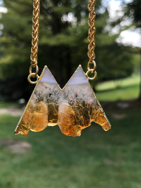 Amethyst & Citrine mountain necklace