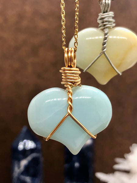 Amazonite heart necklace