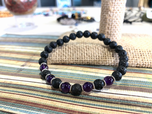 Lava Beads & Amethyst 6mm
