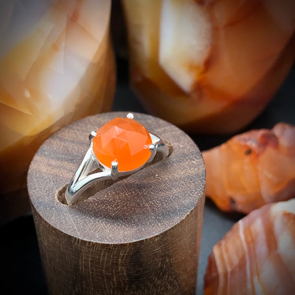 Faceted Carnelian Sterling silver 925 ring