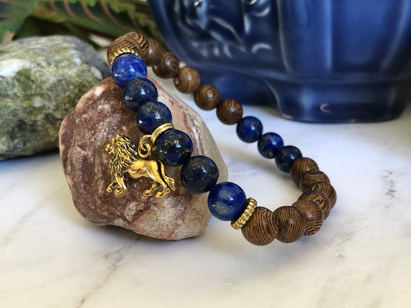 Lapis lazuli & wooden beads 8mm